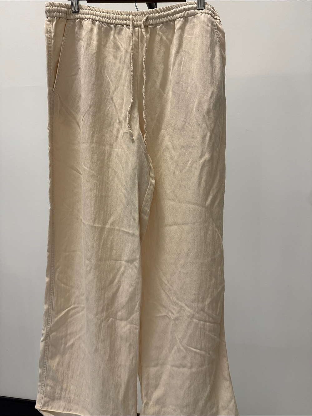 ZARA Cream Wide Leg Drawstring Pants | Size L